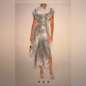 Simon Miller Silver Sequin Midi Dress